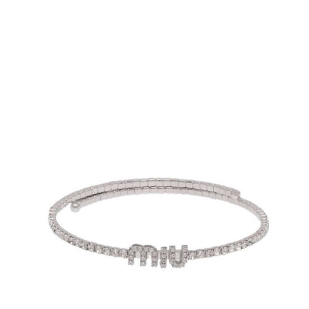 MIU MIU Crystal-embellished logo necklace