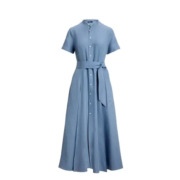 Belted Silk-Blend A-Line Dress