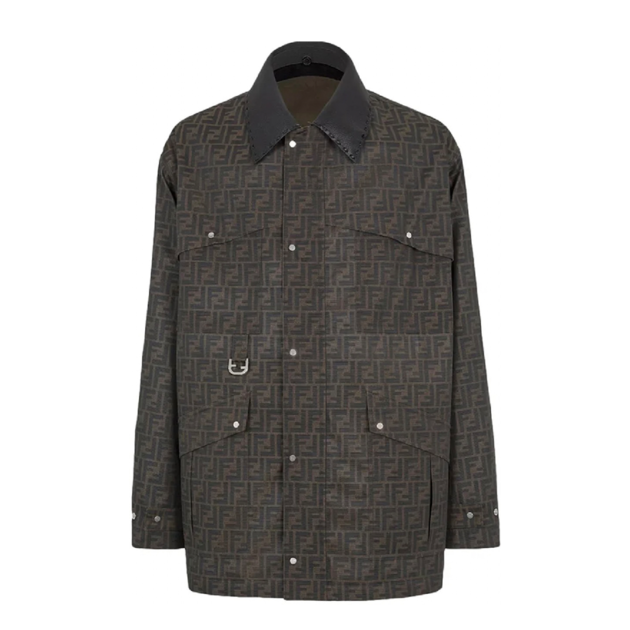 Fendi FF-Jacquard Spread Collared Coat