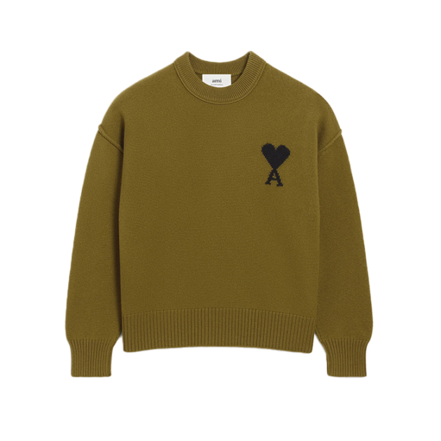 Green Wool Ami De Coeur Crewneck Sweater