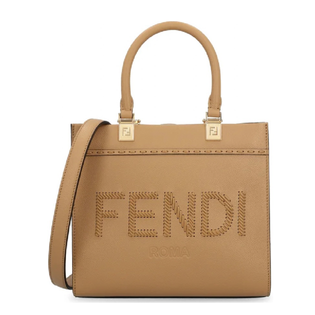 Fendi Sunshine Lace-Up Logo Small Top Handle Bag