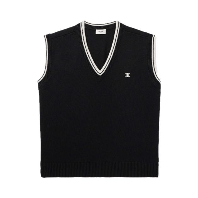 Celine Homme Logo-embroidered wool sweater vest