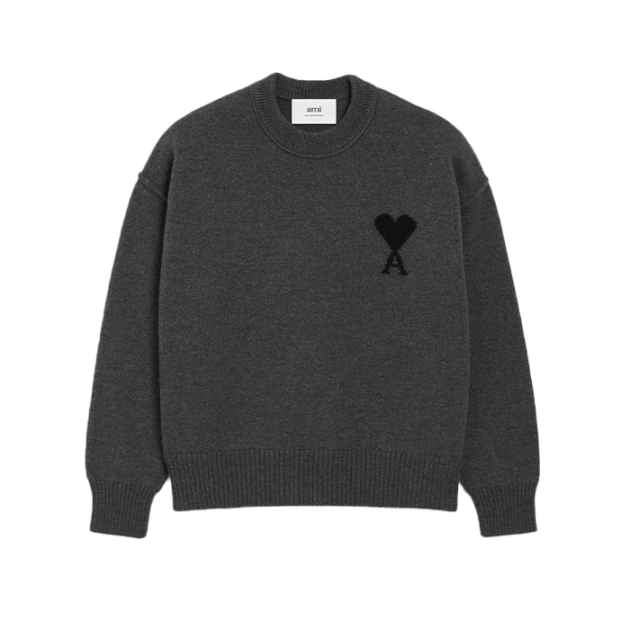 Grey Wool Ami De Coeur Crewneck Sweater