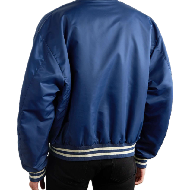 Celine Homme Logo-Appliquéd striped Satin bomber jacket