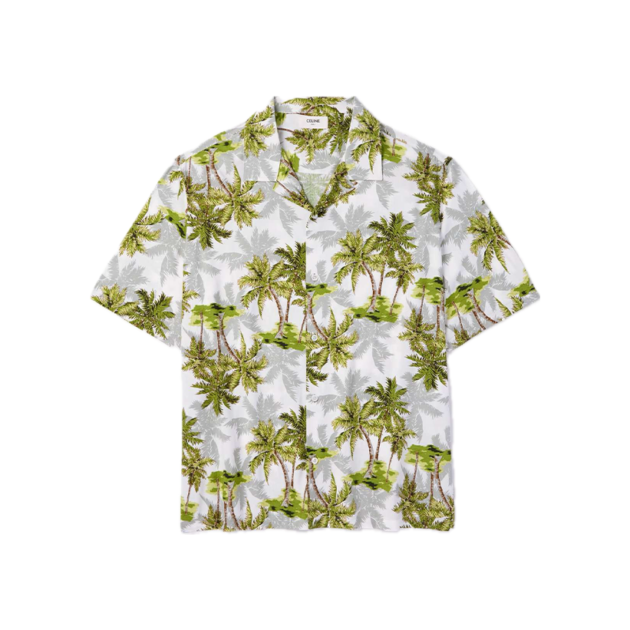 Celine Homme Convertible-collar printed Voile shirt