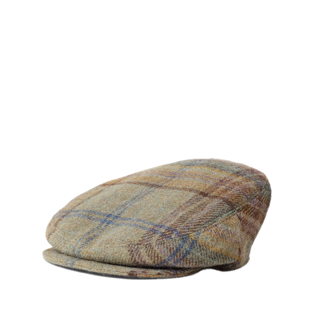 Plaid Wool Twill Flat Cap