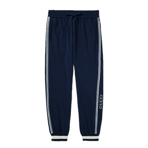 Gucci Tapered Logo-Print Striped Jersey Sweatpants